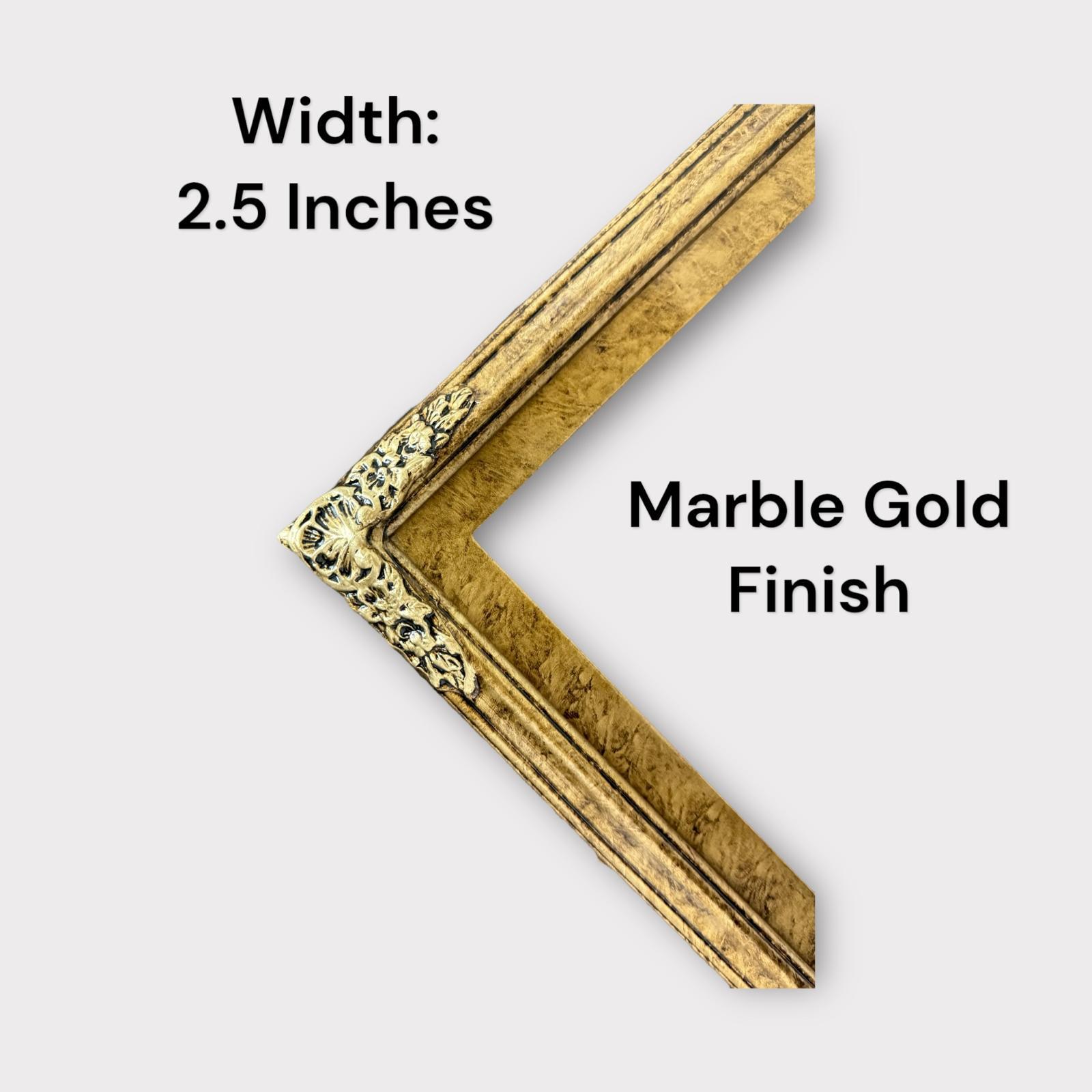 32, 43, 50, 55 inch Ornate frame for Samsung The Frame TV, Marble Gold finish