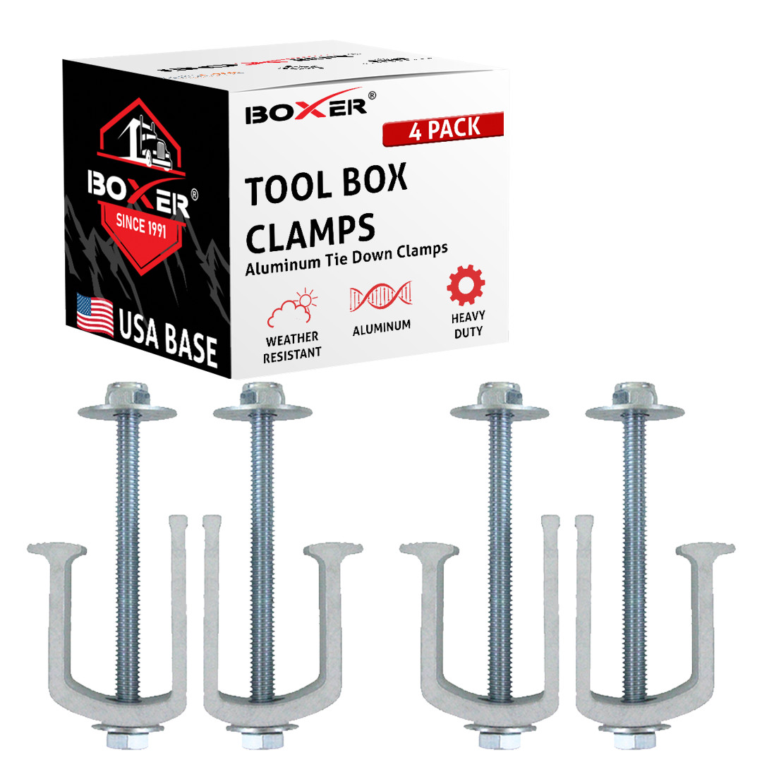 BXR Tool box Truck Clamp, Universal Easy Installation  Aluminum Body - 4 Pack