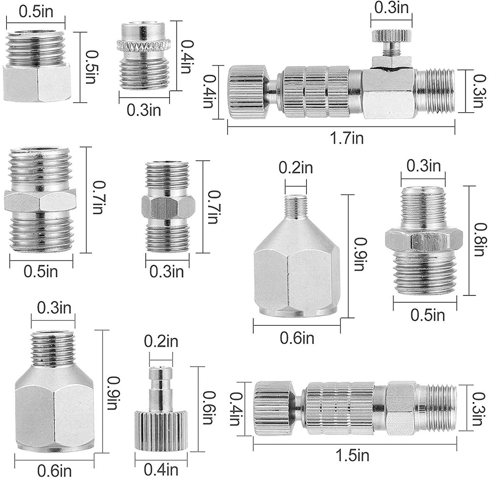 14pcs Multi-Size Airbrush Adapter Set Quick Release Disconnect Coupler Kit