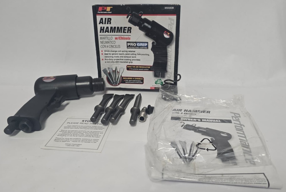 PERFORMANCE TOOL M550DB AIR HAMMER WITH 4 CHISELS