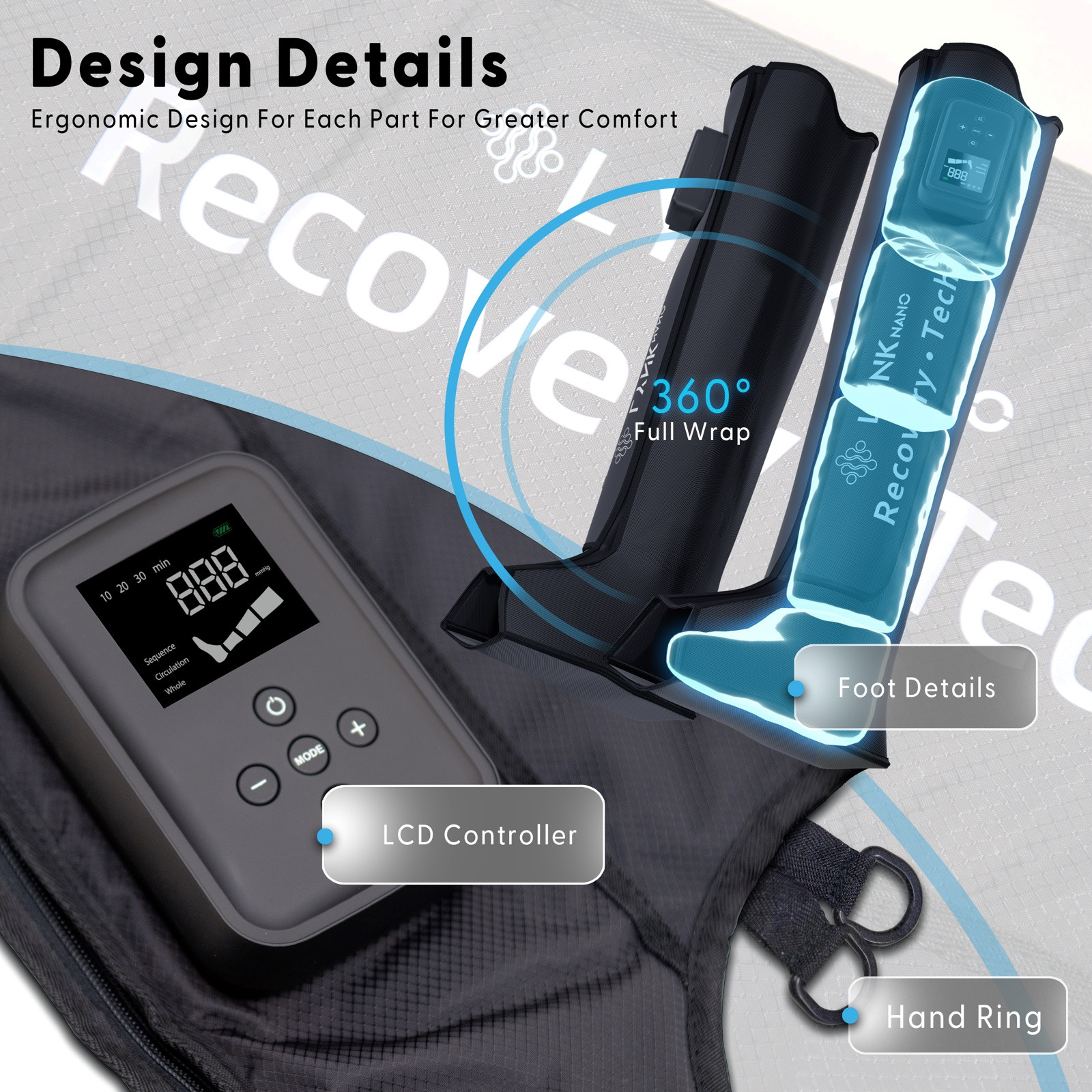 FULL Leg Massager 2 Portable Rechargeable Compression Circulation & Pain Relief