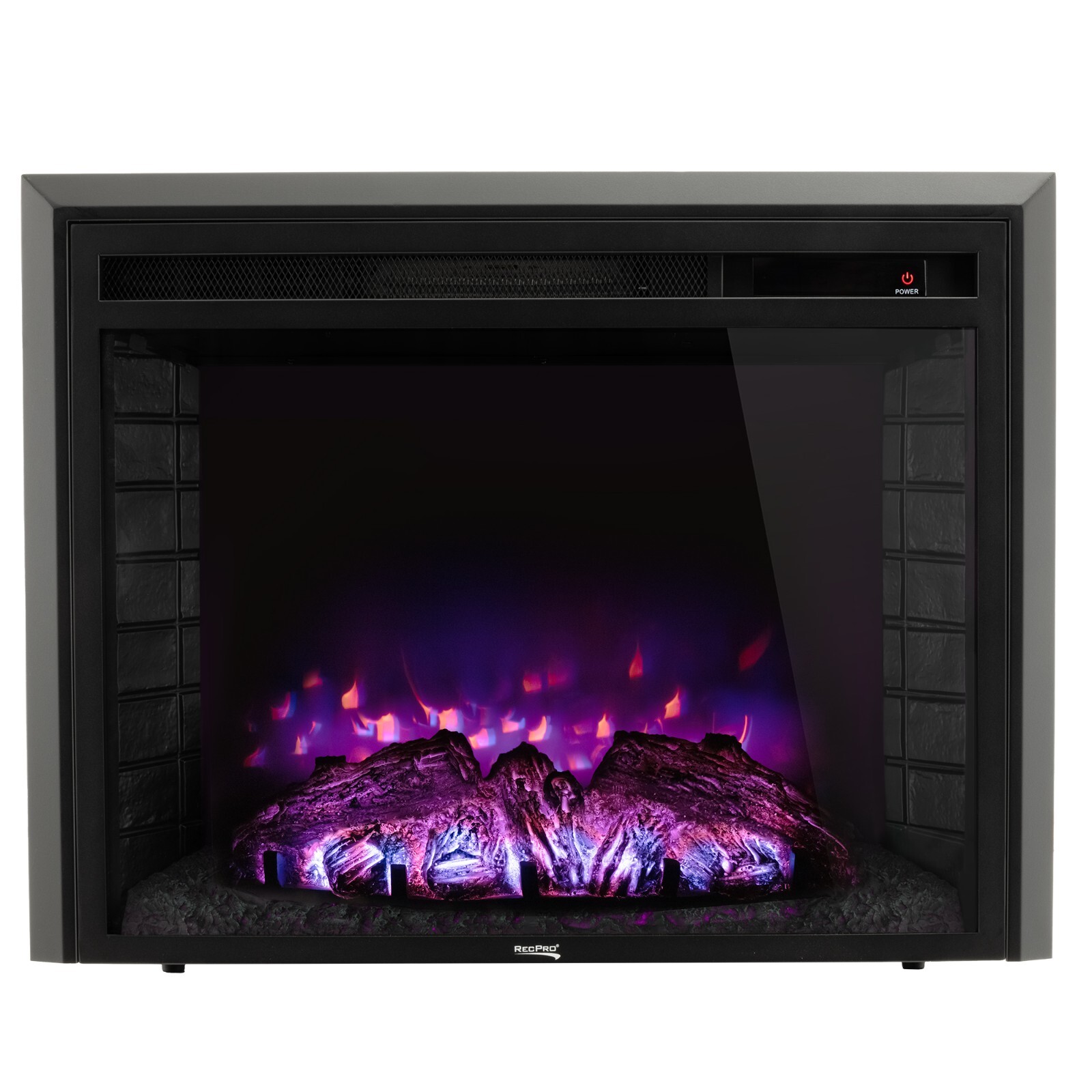 RecPro RV 26" Electric Fireplace | 3 Flame Colors | Flat Glass | 1500W