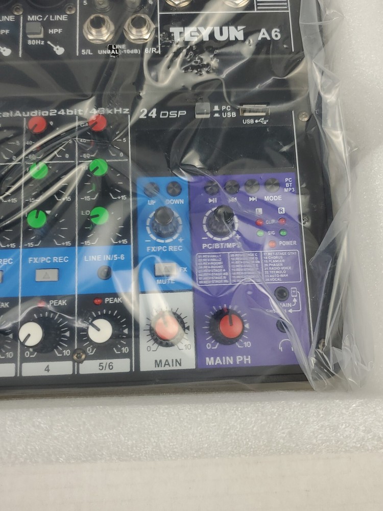 TEYUN A6 Professional 6-Channel Mixing Console w/ Effects Processor (NEW)