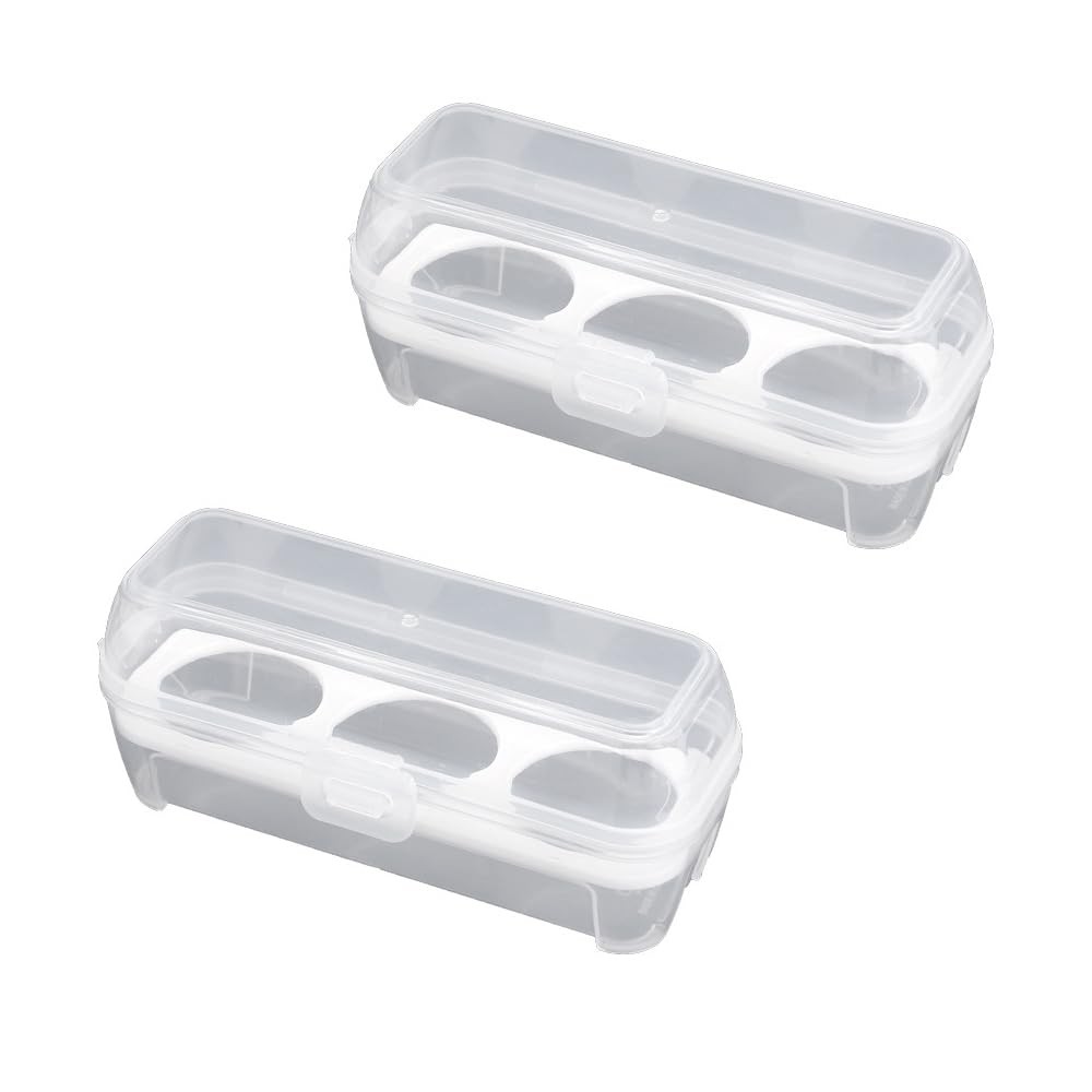 SquEqu 2 Pack Camping Egg Carrier 3 Grids Storage Container Portable Clear