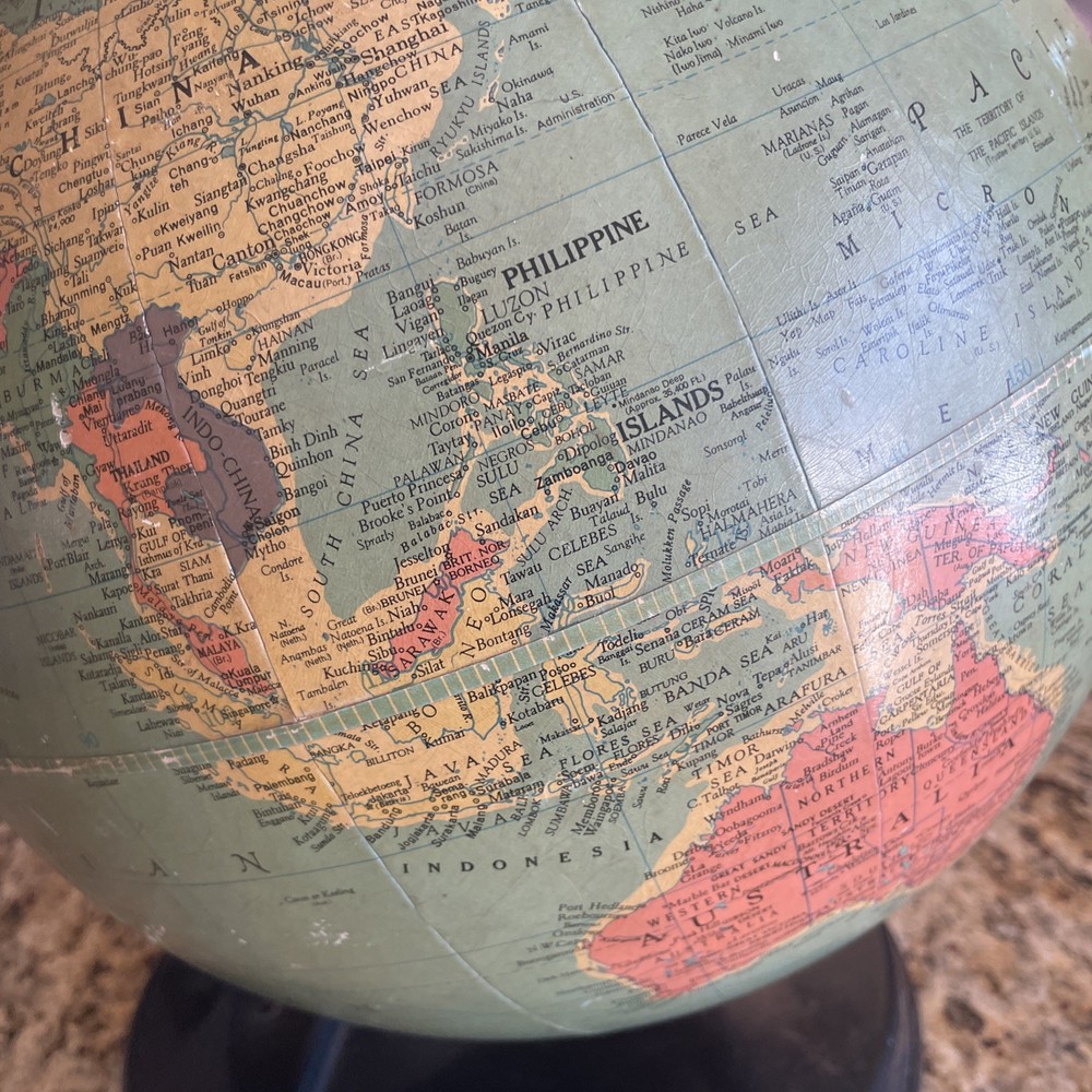 Vintage REPLOGLE 12 inch reference globe Made in USA year unknown