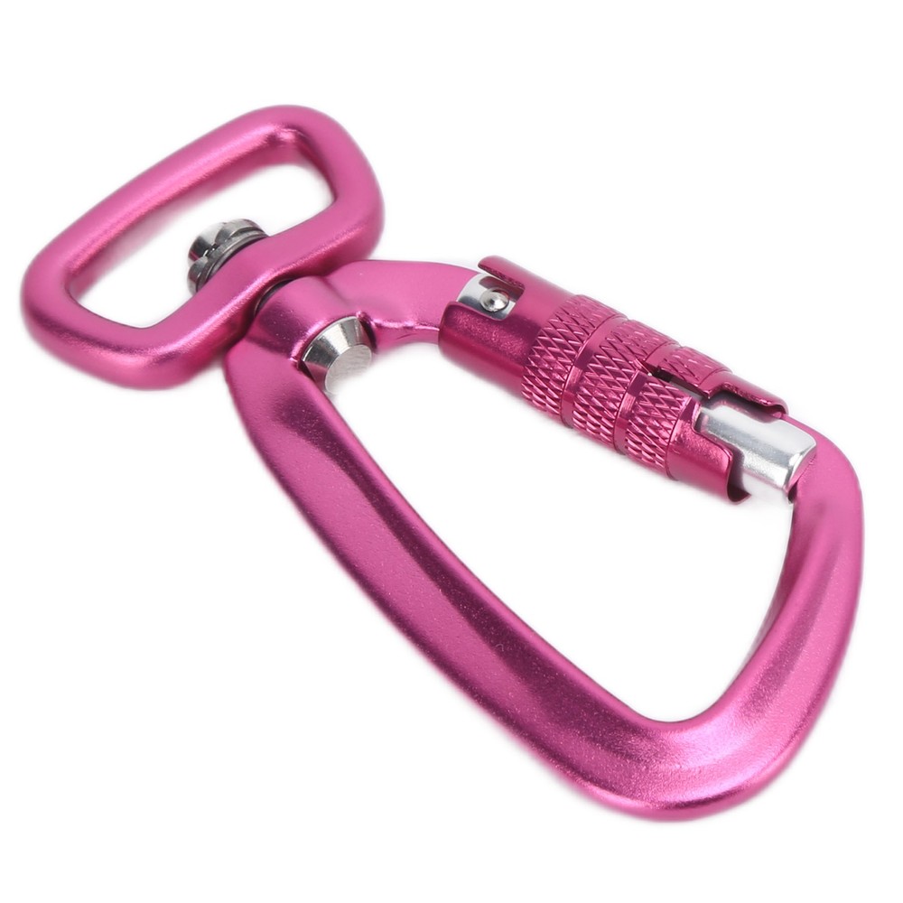 Pink Carabiner Clip Auto Locking Square Bottom 360 Rotational Hook