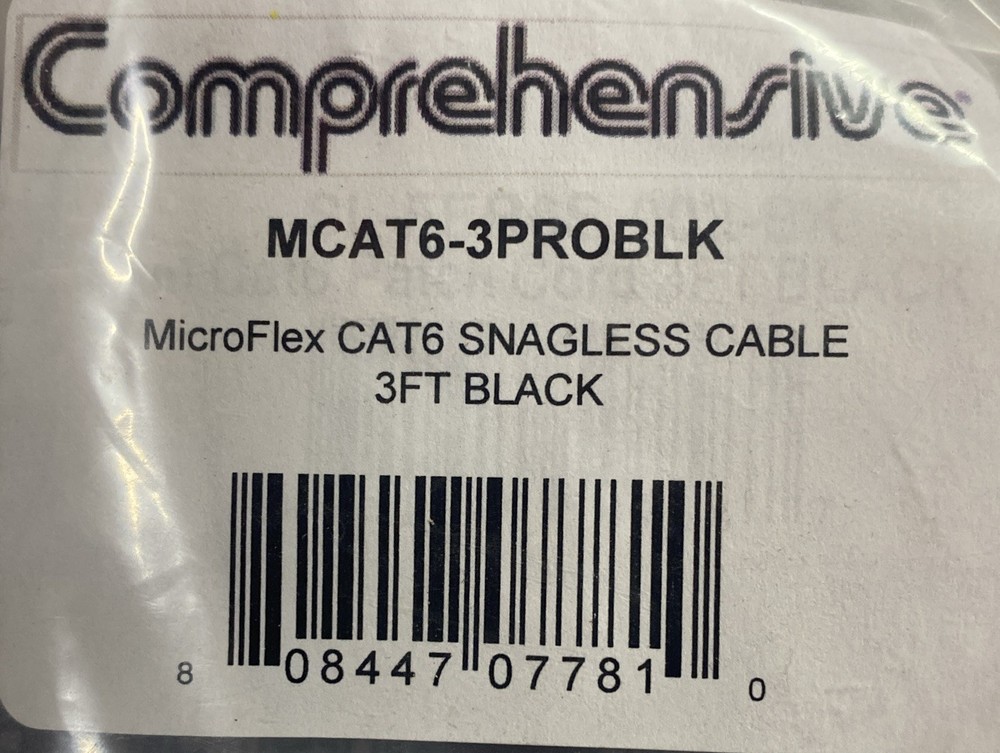 Comprehensive, MCAT6-3PROBLK 3ft Patch Cable