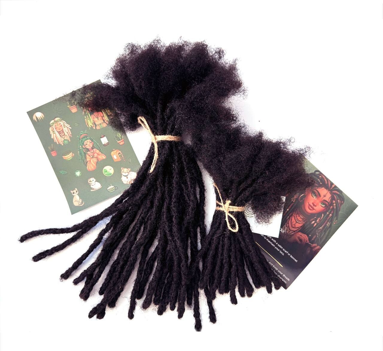 Textured interlocd human hair Dreadlock extensions, blunt tips, length: 4 ''- 60