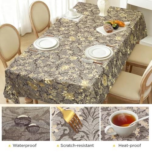 Rectangle Table Cloth Elegant Gold Vine 78" x 54" (Rectangular) Antique Brass
