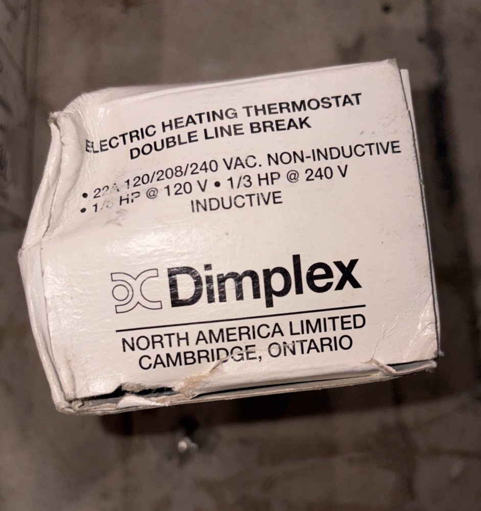 Dimplex TD902W Line Voltage Wall Thermostat Kit Stat Double Pole DPST