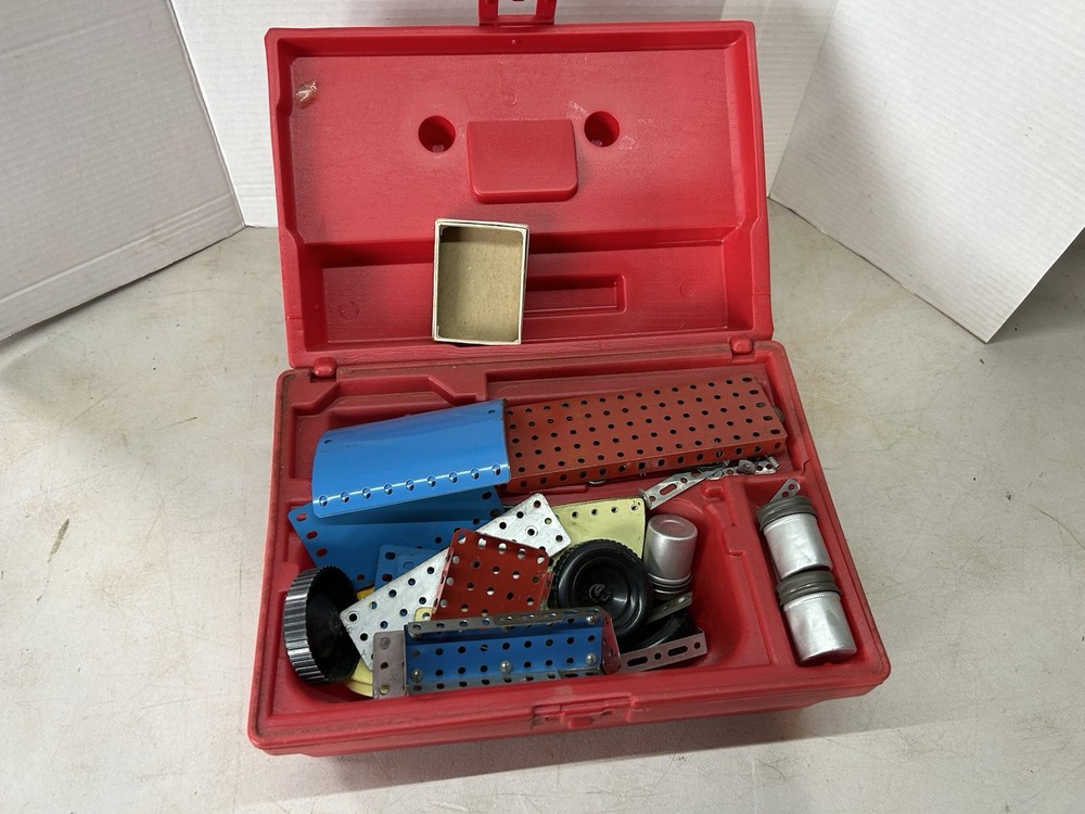 Vintage Red Plastic Box Erector Set 1970’s