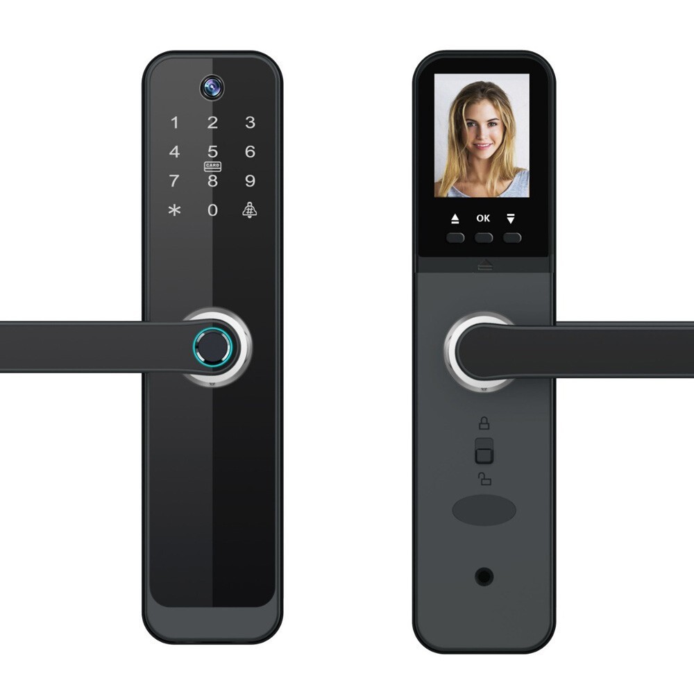 1PCS Face Recognition Tuya Wifi Smart Door Lock Visual Intercom Fingerprint