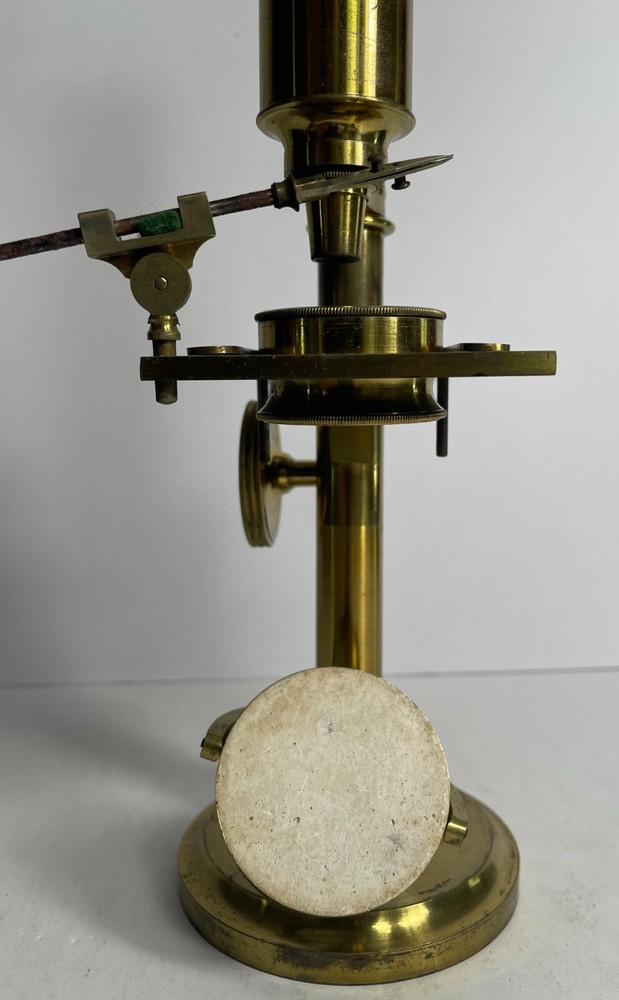 Signed Robert Brettell Bate Antique Microscope with case and accessories