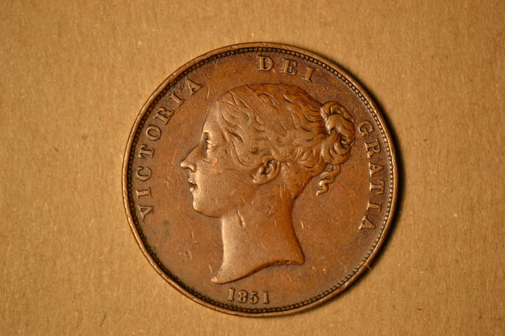 Great Britain: 1851 Penny- Brown EF with some reverse scratches.