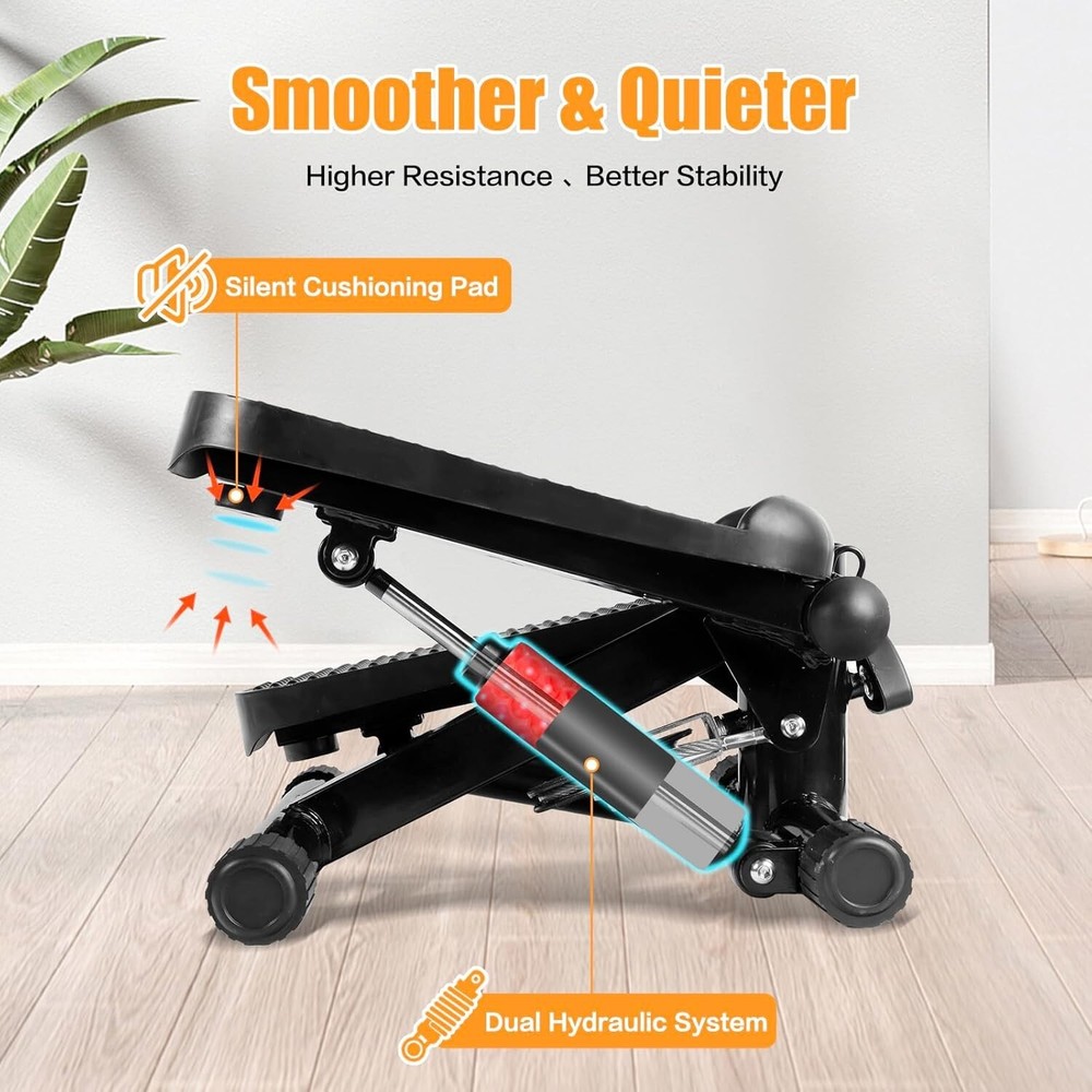 Multi-functional Stepper with LCD Display & Detachable Resistance Bands, Black