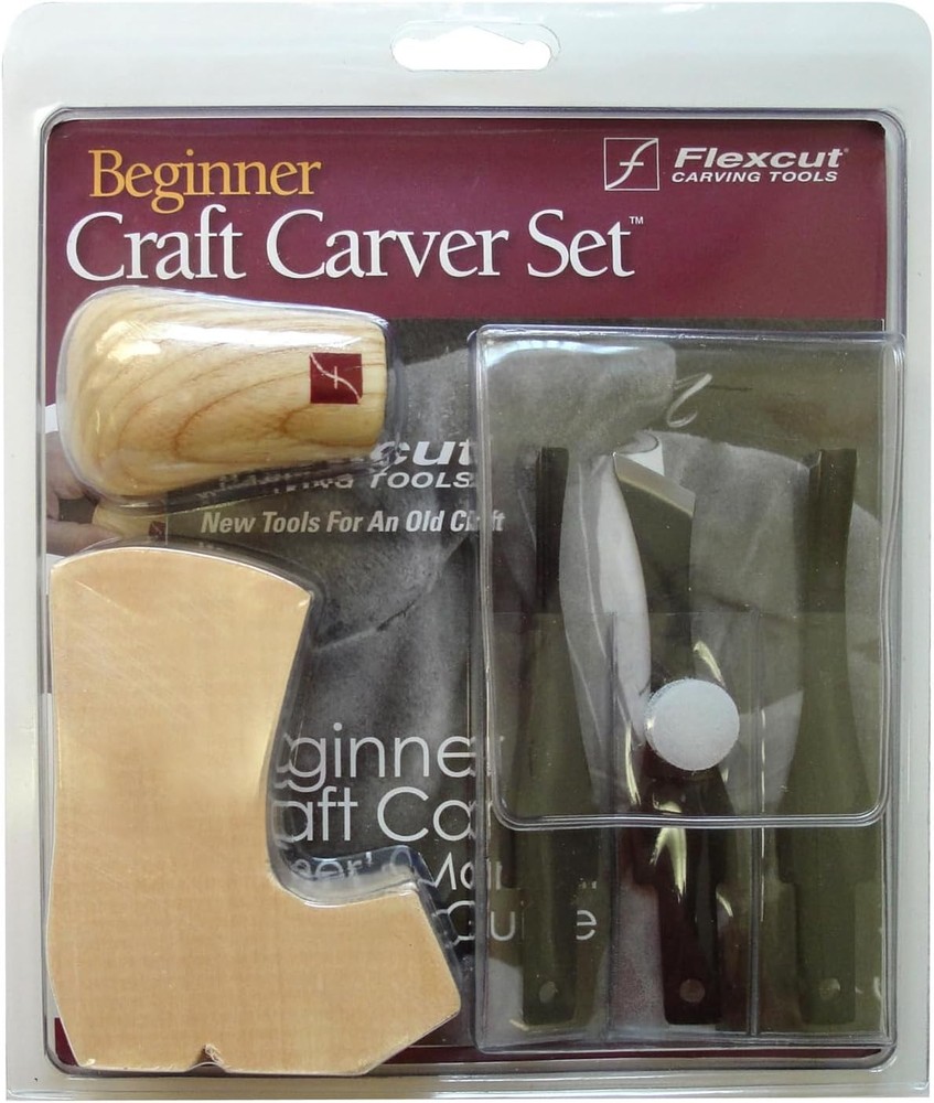 FLEXCUT Carving Tools, Beginner Craft Carver Set, 3 1.3", Brown