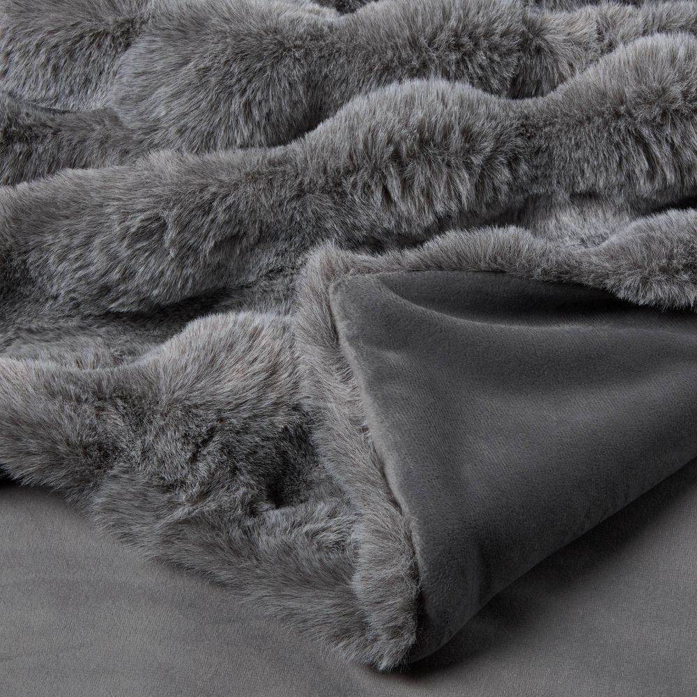 Bubble Fur Blanket Gray - Threshold
