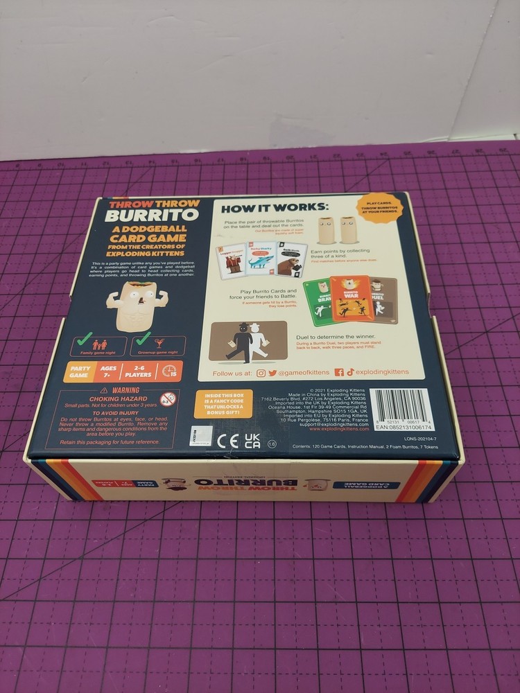 Throw Throw Your Burrito Game By Exploding Kittens - NEW In Wrapping