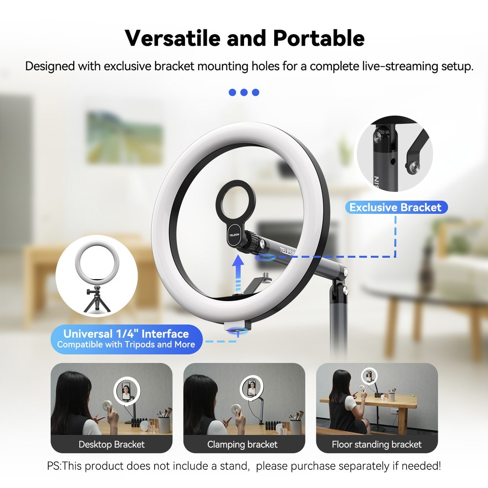 Mobile Video Live Broadcast Bracket Ring Fill Light Three Levels Remote Controll