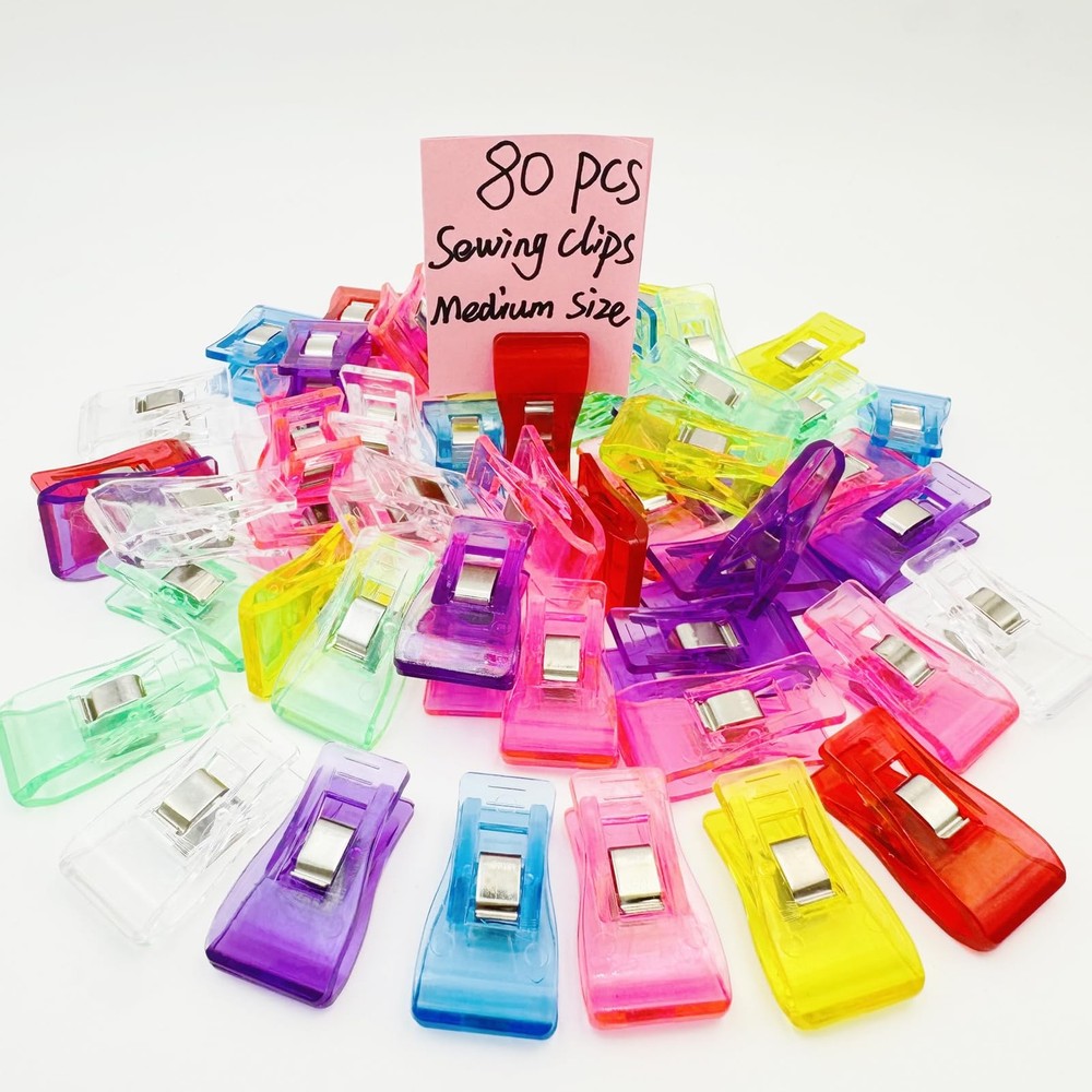 80 PCS Medium Size Sewing Clips 9 Bright Colors 0.71, 80 Pcs