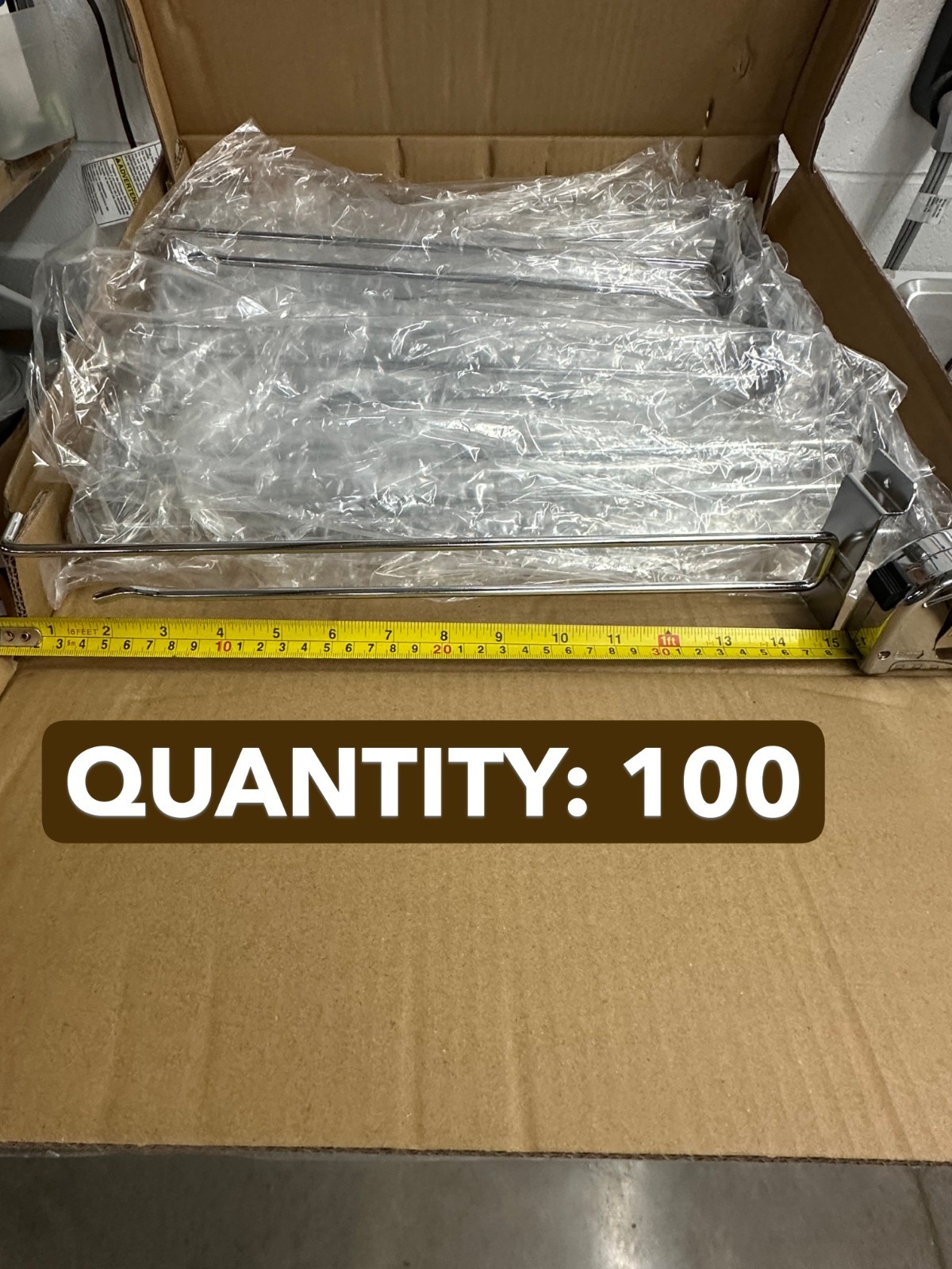 100-PACK LOT Slatwall peg chrome Scanner Hooks 12” store organizing hangers