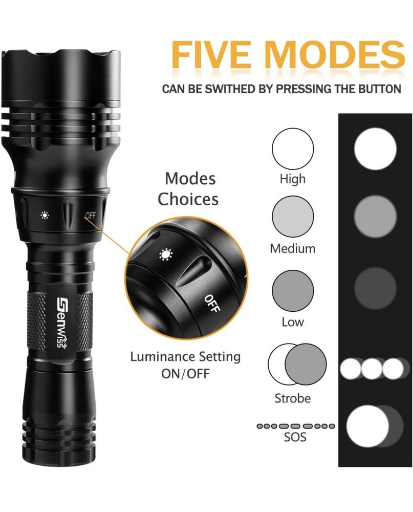 Genwiss Dive Light, Diving Flashlight Underwater Lights Scuba Diving...
