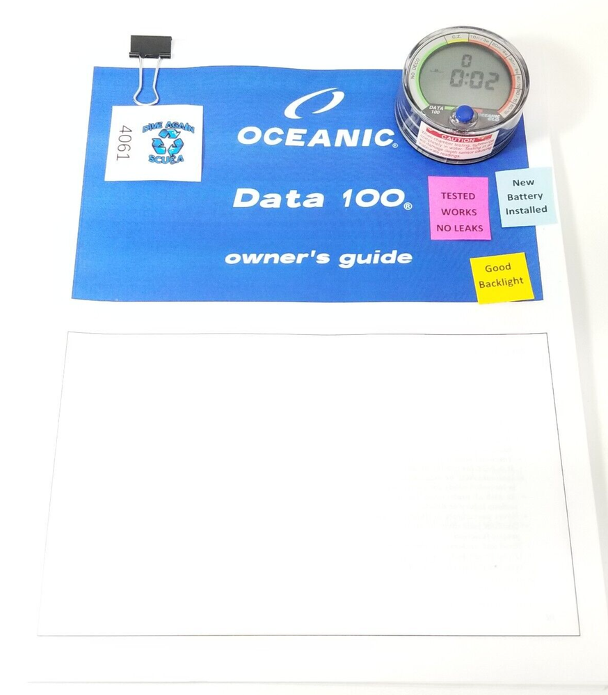 Oceanic Data 100 Puck Scuba Dive Computer + Manual #4061