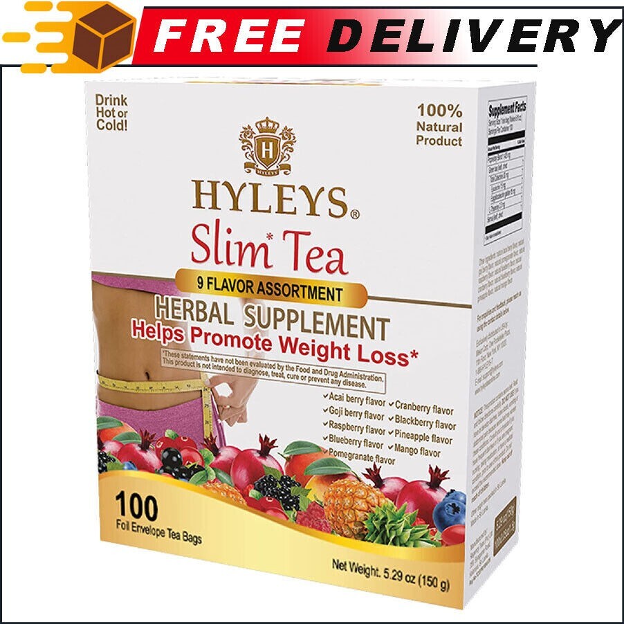 Hyleys Slim Tea 9 Flavor Assortment 100 Ct - Weight Loss Herbal Supplement