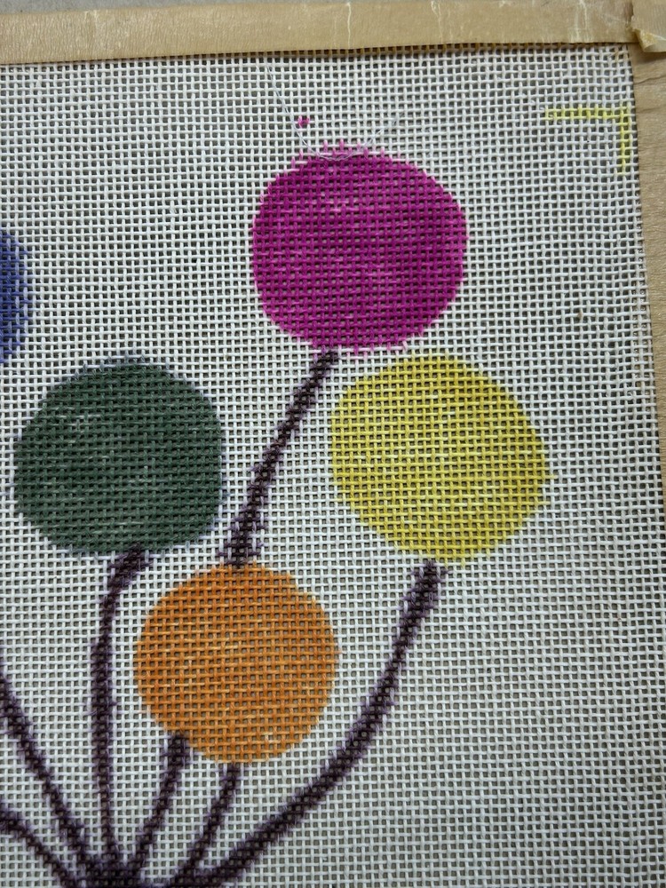 Balloons Bouquet Tree Needlepoint Canvas Colorful Pattern Hand Painted