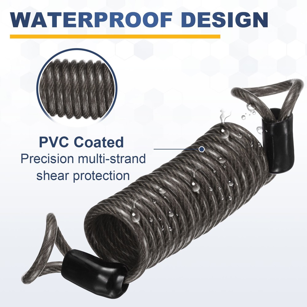 4.9Ft Security Cable Lock Steel Safety Cable with 4.8" Combination Lock Black