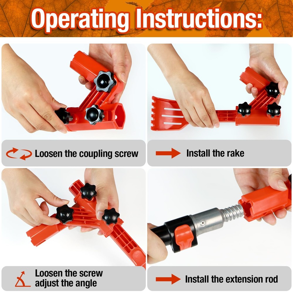 Gutter Cleaning Tools from The Ground, MultiAngle Cleaner, Scoop & Brush & Mi...