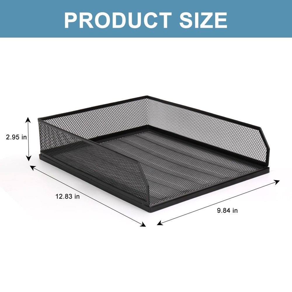 Stackable Paper Tray Desk Organizer, 2 Pack Letter File Tray, Wire Mesh Deskt...