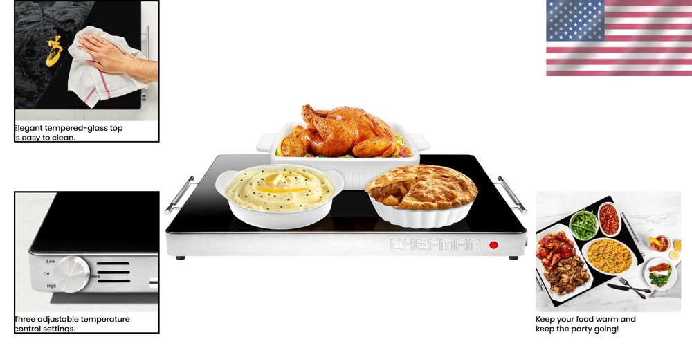 21" Electric Warming Tray - Adjustable Temp Control