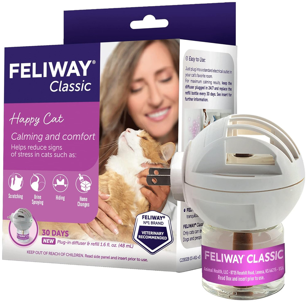 FELIWAY Classic 30 Day Cat Calming Plug in Pheromone Diffuser Starter Kit, 48Ml