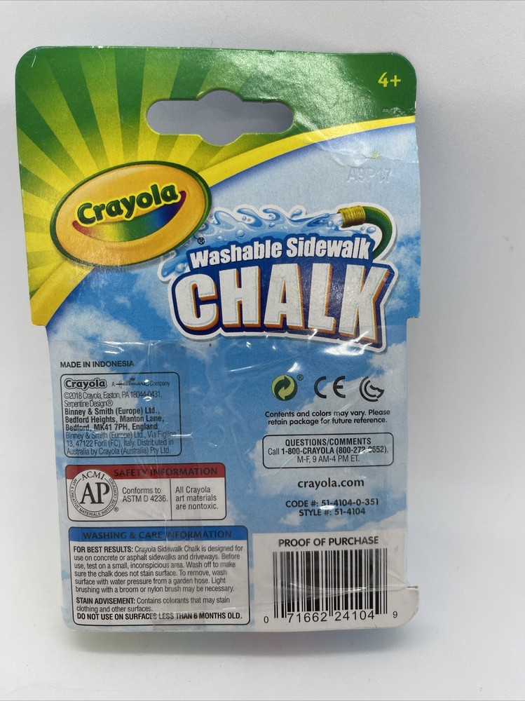 Crayola Sidewalk Chalk 4/Pkg, Multi Color