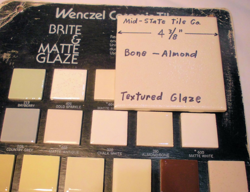 1 pc. Ceramic Tile *Bone-Almond* by Mid-State Co. 4-3/8" (NOS) Textured Glaze