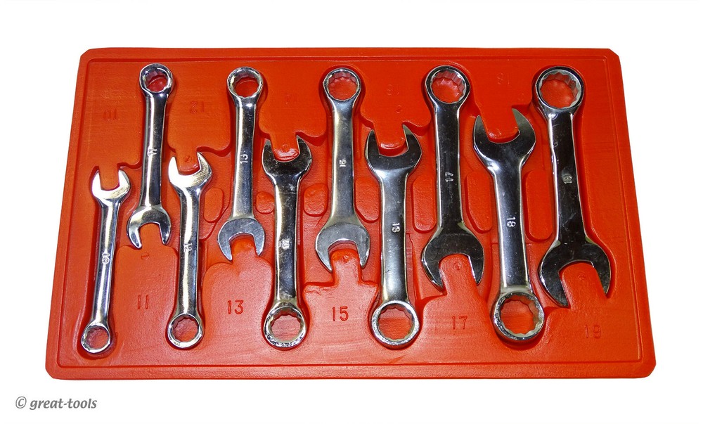 10-PIECE STUBBY COMBINATION WRENCH SET – mm metric wrenches – hand tools