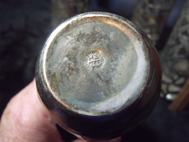 5 Vtg Mexican Filigree Tumbler Glass Sterling Silver Openwork Rose Pattern 7"