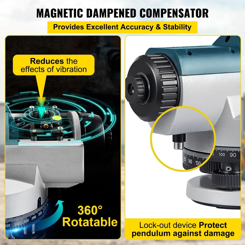 24X Automatic Optical Level 40mm Lens Accurate Self Leveling with Case