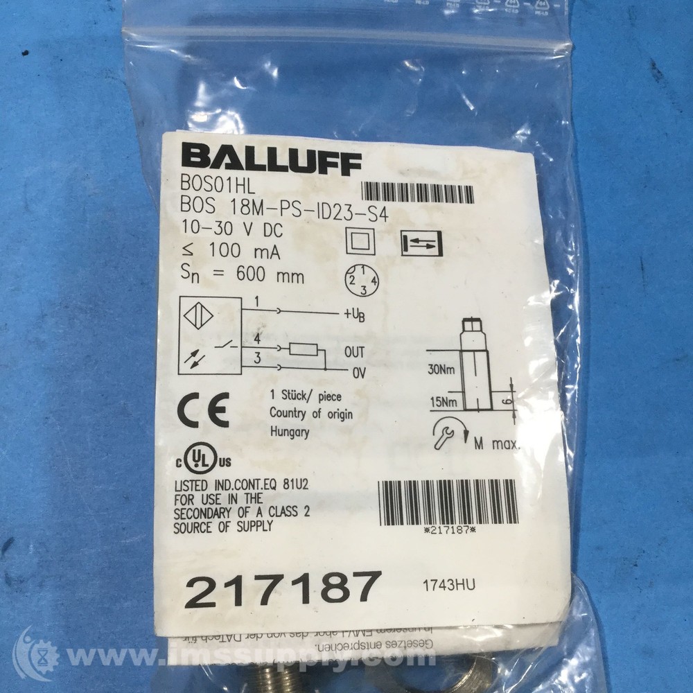 Balluff BOS01HL Photoelectric Diffuse Sensor FNFP