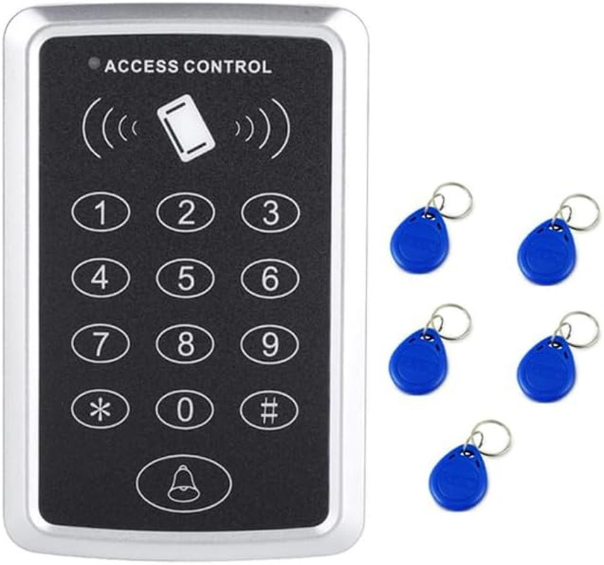 Door Access Control Keypad Stand-Alone Password RFID Reader+5Pcs Keyfob Keychain