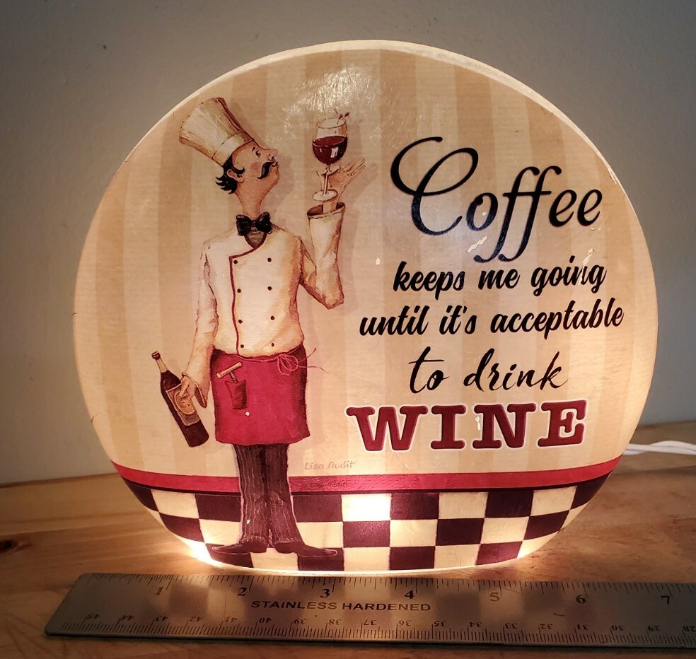 Chef Counter Top Night Light Coffee / Wine 6"x7"