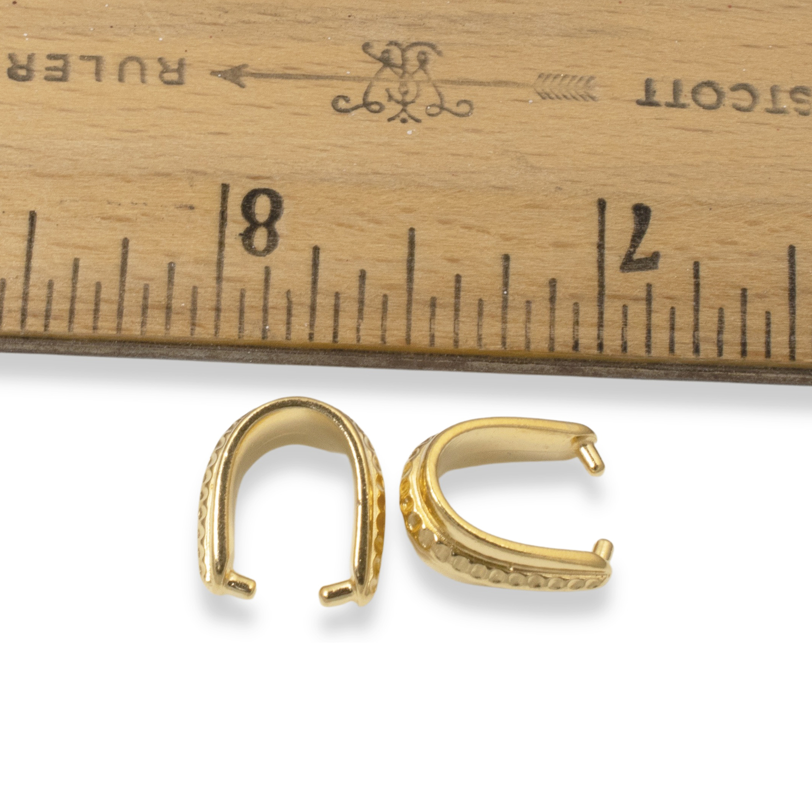 2-Pack Gold Large Hammered Pinch Bail, TierraCast Pewter Pendant Holder