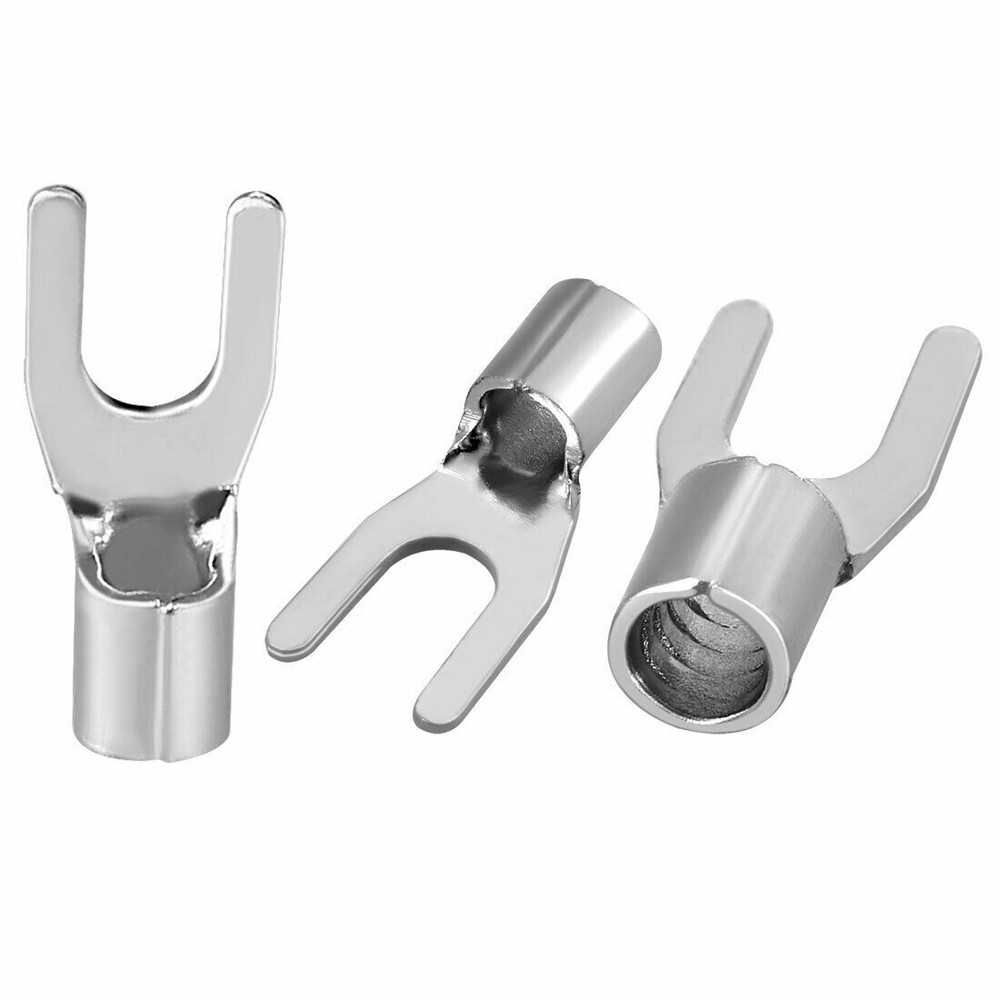 100x Fork Type Copper Non-Insulated Spade Terminals SNB3.5-4