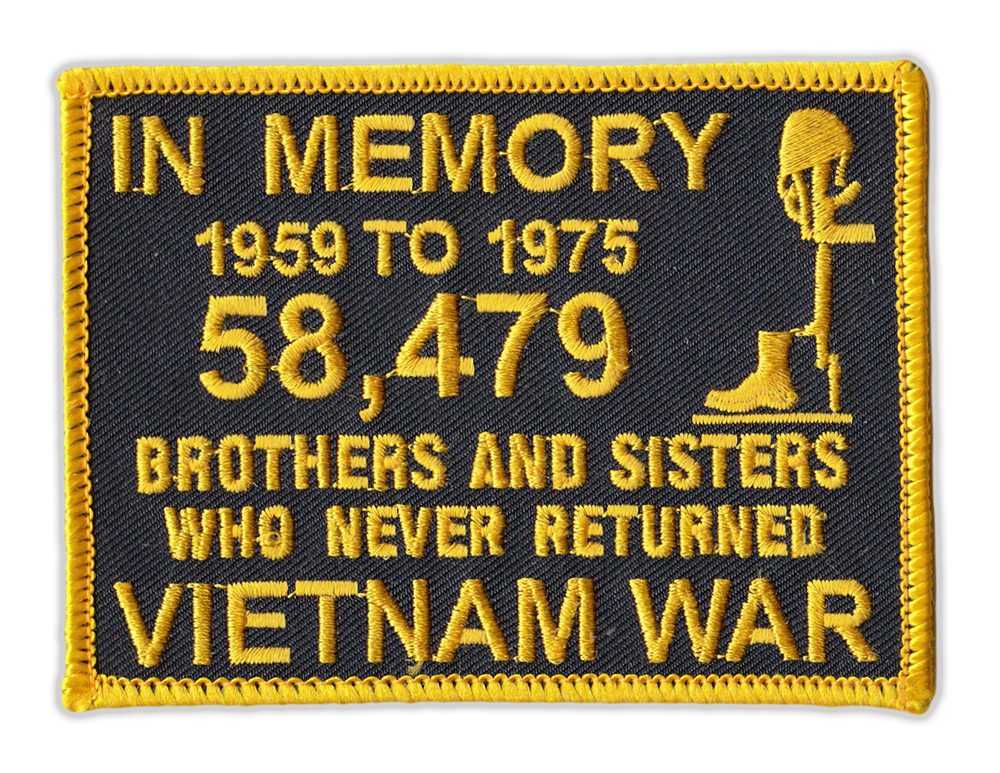 Motorcycle Jacket Embroidered Patch - Vietnam Memorial Patch (Black, Yellow)