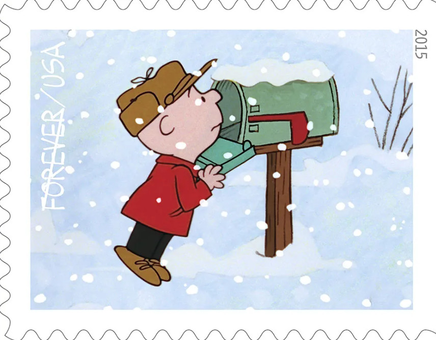 USPS Forever Charlie Brown Christmas Sheet of 100 Authentic Postage Stamps