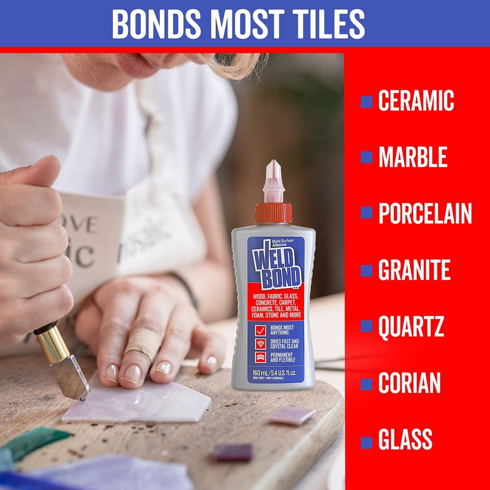 Weldbond Multi-Surface Strong Glue – Fast Drying Glue for Wood, Tile, Cera