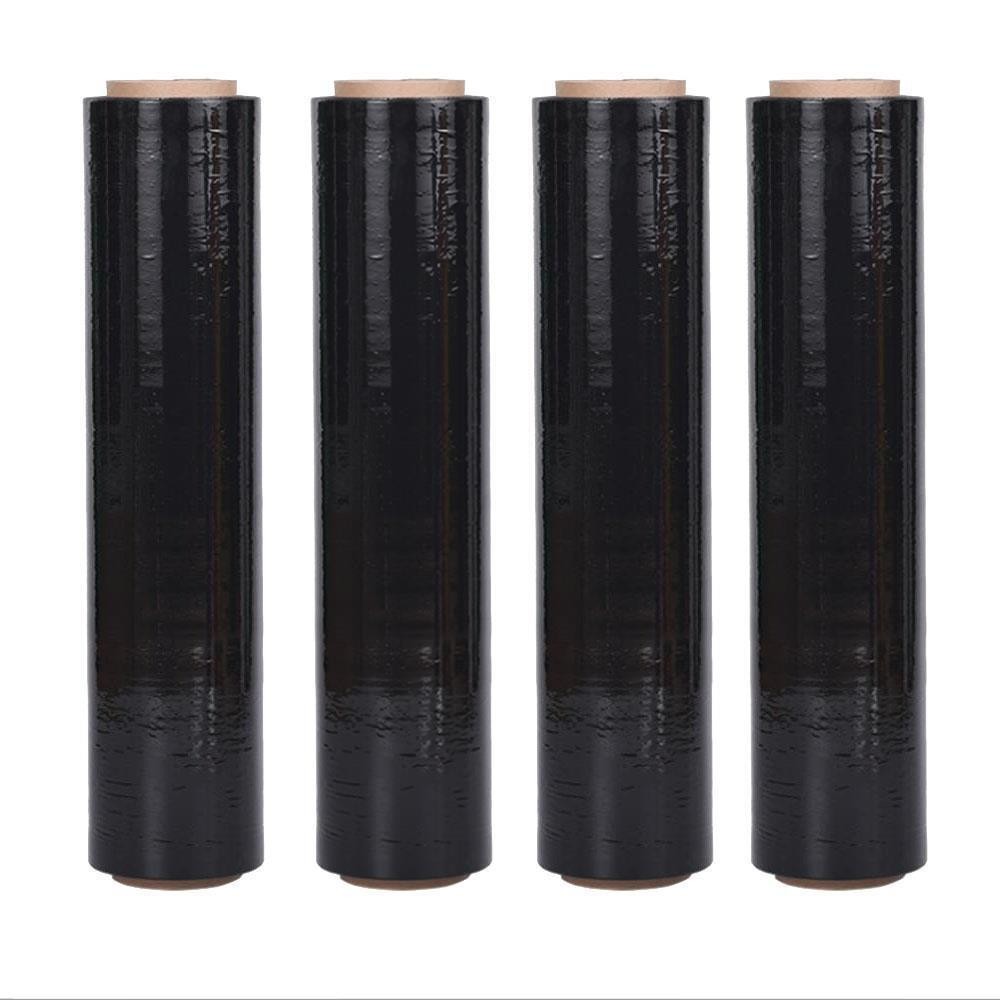 4 Rolls Black 18" x 1500FT Pallet Wrap Stretch Film Hand Shrink Wrap Heavy Duty