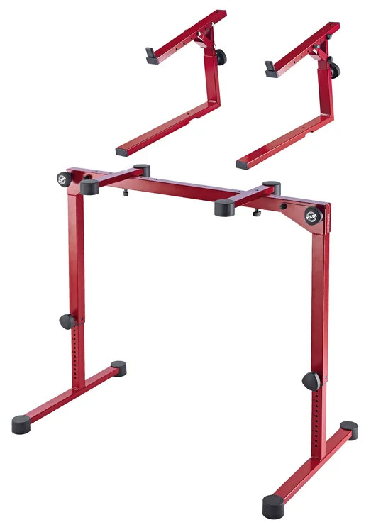 K&M 18820 Omega Pro Keyboard Stand and 2nd Tier Bundle - Ruby Red