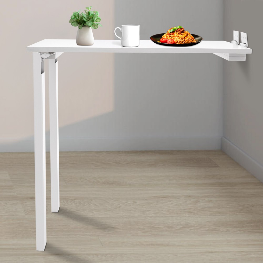 White Indoor Wall Mounted Wood Folding Table Folding Dining Table Load 60kg